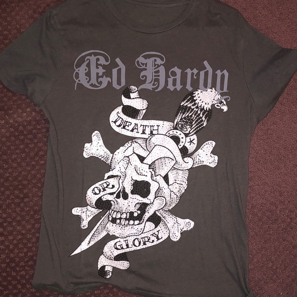 Ed Hardy Rhinestone Skull Tee - Picture 3 of 4